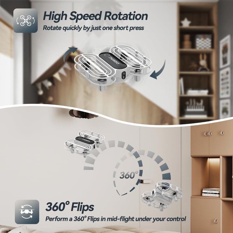 DEERC D11 Mini Drón Gyerekeknek - LED Quadkopter 3D Flip Funkcióval, Magasságtartással, 3 Sebességgel, 24 Perces Repülési Idővel, Fiúknak és