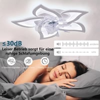 MiiR LED Mennyezeti Ventilátor Világítással - 69 cm Virág Alakú Lámpa, 5 Fényforrás, Távirányítóval és Applikációval, Fényerőszabályozható,  6