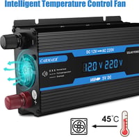 Autós feszültségátalakító 12V-230V, 2200W, LCD, USB - Szivargyújtós adapter 5