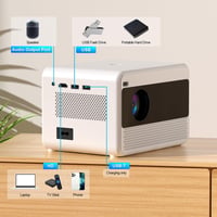 POYBPCY K8 Full HD 1080P WiFi Projektor - 5G/Bluetooth/16000 Lumen/200" Képernyő - Hordozható Házimozi Kompatibilis Okostelefonnal/Fire Stic 6