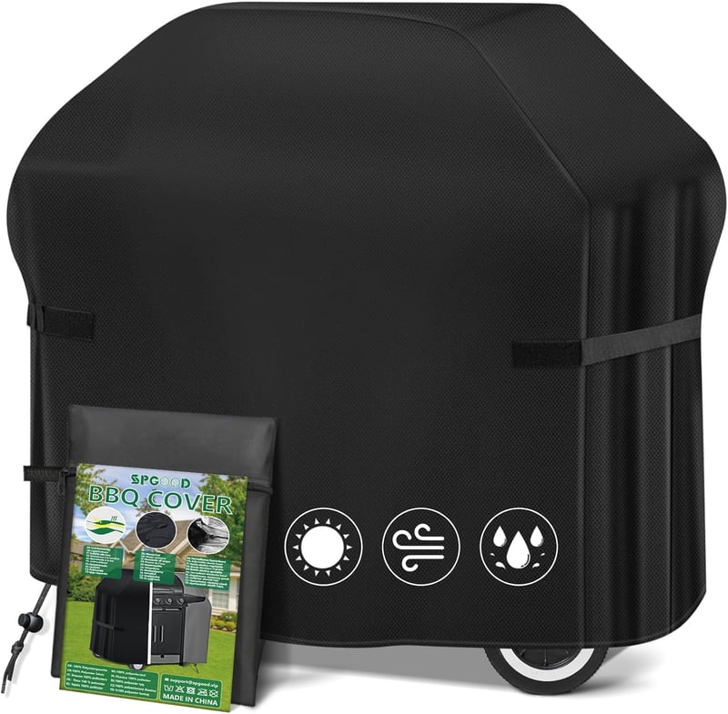 SPGOOD Grillhuzat 132x66x110 cm - Vízálló 420D Oxford Anyagú BBQ Védőtakaró Gázgrillhez, Időjárásálló, Szakadásmentes, Állítható Tépőzárral 