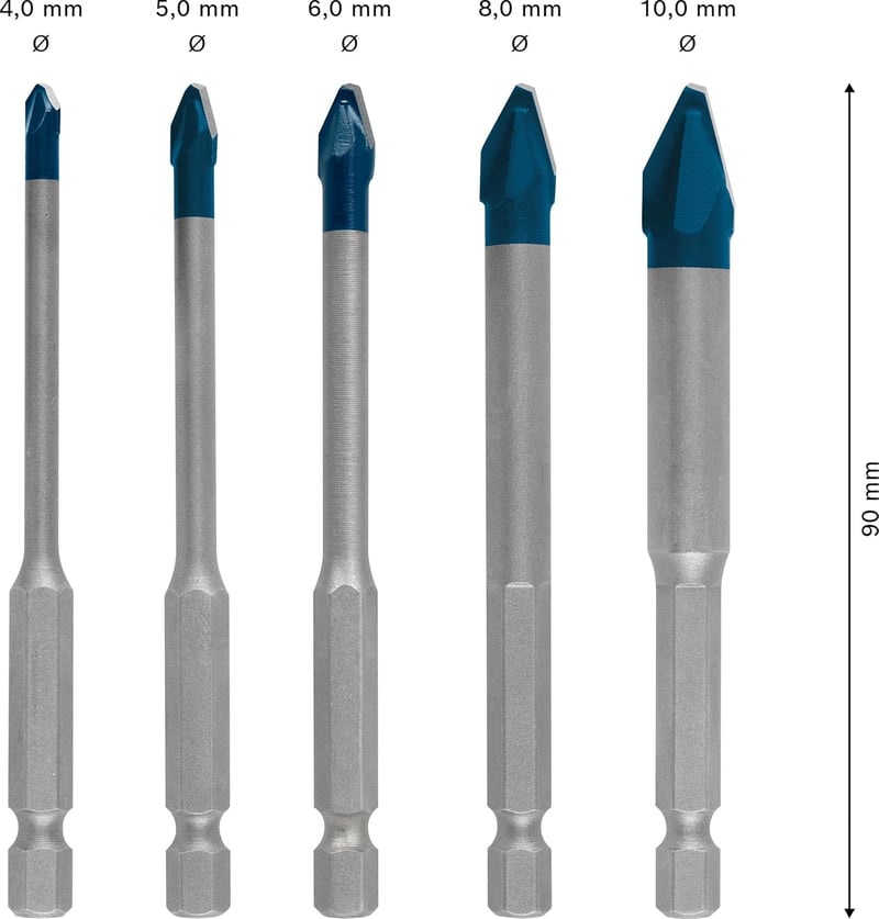 Bosch Expert HEX-9 keményfém csempefúró készlet, 5 db (4-10 mm, ütvefúróhoz)