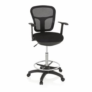 hjh OFFICE TOP Work 108 ergonomikus pultszék gyűrűs lábpihentővel, fekete - használt, hiányos (csavarok nélkül) (állapot: lásd a 2. képet)