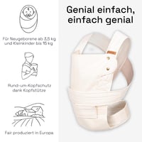 Marsupi Ergonomikus Baba Hordozó Kendő - Klasszikus Törtfehér/Bézs Színben, Kényelmes Vászon Anyagból, 420g, Újszülötteknek és Kisgyermekeknek 3