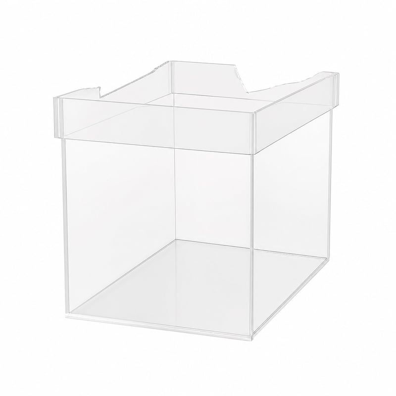 TUKA-i-AKUT TKD8254 Priehľadný akrylový vitrínový box 30x30x30 cm, 5-stranná kocka — Kryt bez poškodenia (stav: pozri 2. obrázok)