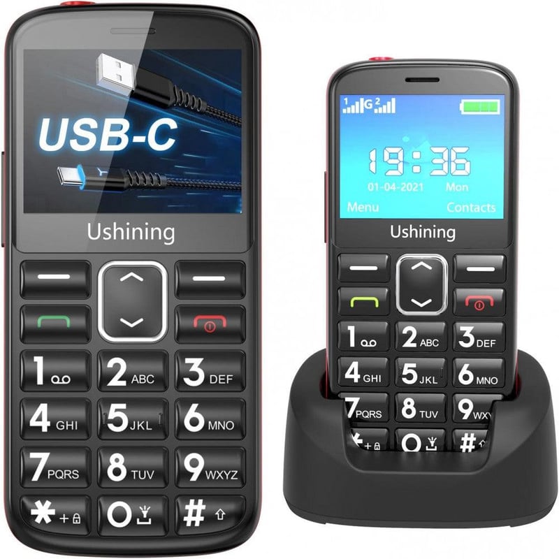Ukuu F200 Időseknek - Nagy Gombos Mobiltelefon, Fekete, Dual SIM, Angol nyelvű