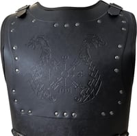 HiiFeuer Viking Sárkányos Fekete Bőr Mellvért LARP és Cosplay Középkori Páncélhoz 2