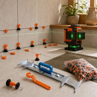 Precizno postavljanje pločica: podizač + 90x nivelatori + 12-linijski laser 1