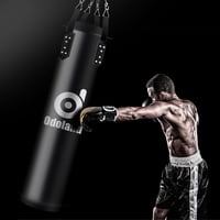 Odoland 6 az 1-ben Boxzsák Szett Felnőtteknek - 120 cm-es Üres Zsák, 12 oz Bokszkesztyű, Mennyezeti Kampó és Lánc, PU Bőr, MMA, Thai Box - Black, L, 6 in 1 13