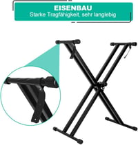 Ejoyous Dupla Merevítésű Billentyűzet Állvány - 7 Fokozatban Állítható Magasság, X-Alakú Stabil Szerkezet, Összecsukható, Hordozható Zongora 3