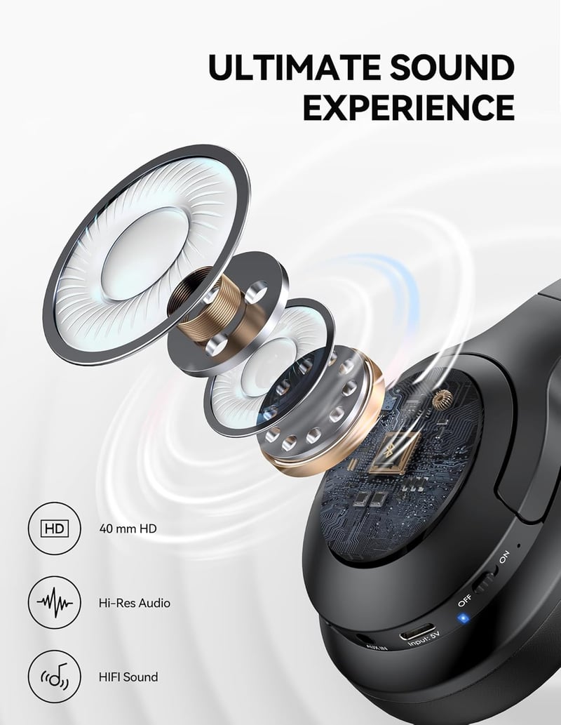 TeckNet Bluetooth Fejhallgató Vezeték Nélküli Hi-Fi Sztereó Mikrofonnal Zajszűréssel