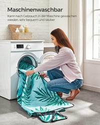 SONGMICS XXL Vízlepergető Piknik Takaró 200x200cm - Páfrány Mintás, Kék, Mosható 6