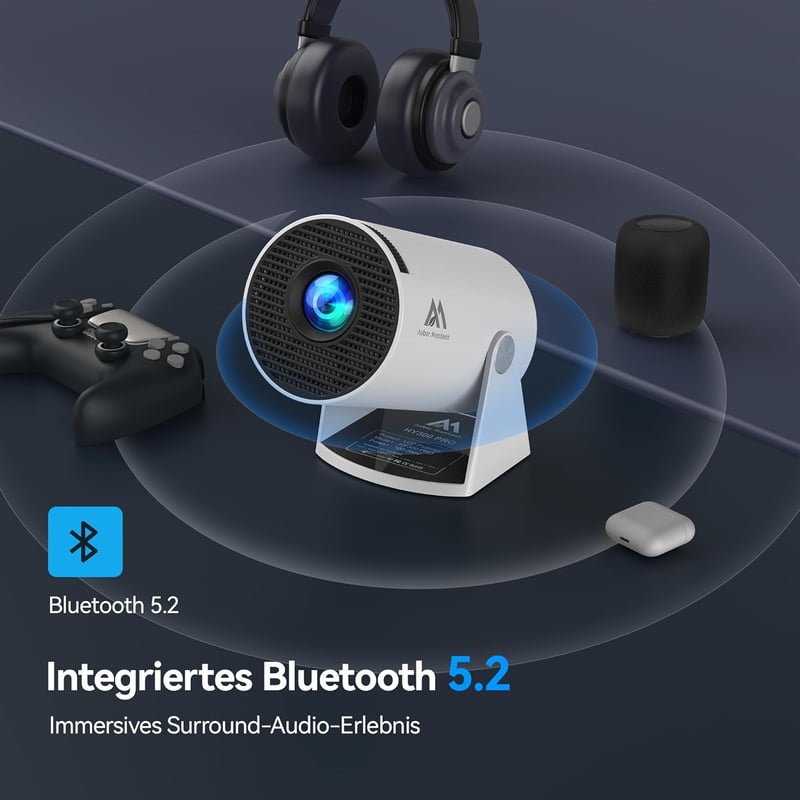 Aubor Mentech HY300Pro Mini Projektor WiFi 6 és Bluetooth - 180° Forgatható Hordozható Vetítő 720P Natív Felbontás, 4K Támogatás, Android 11