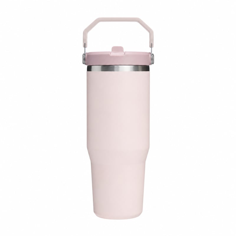 Pahar cu pai Stanley Flip Straw 0,89 L, rose quartz, cu pereți dubli, fără BPA — testat (stare: vezi a 2-a imagine)