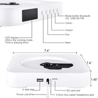 Qoosea Hordozható CD Lejátszó Bluetooth HiFi Hangszóróval - Falra Szerelhető Zenelejátszó FM Rádióval, Távirányítóval és MP3 Csatlakozóval 7