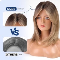 HAIRCUBE Női Paróka 40 cm Ombre Világosbarna Frufruval - Hullámos Szintetikus Paróka Hétköznapi és Cosplay Használatra 3