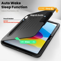 SEYMAC iPad 11/10 Generációs Tok (2025/2022) - Ütésálló Védőtok Automatikus Alvás/Ébresztés Funkcióval, Kártyatartóval, Állvánnyal és Tollta 3