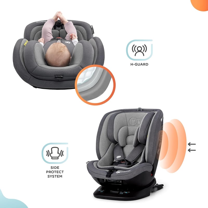 Kinderkraft Xpedition 360° Forgatható Gyerekülés, Isofix Rögzítéssel, 0-36 kg, 7 Pozíciós Dönthetőség, 5-Pontos Biztonsági Öv, Fekete
