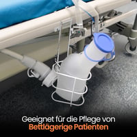 Hygiene100 Vizeletgyűjtő Palack Szett 1000ml - Ágytartóval, Fedéllel és Tisztítókefével - Tartós Műanyag, Mérőskálával Betegápoláshoz 6