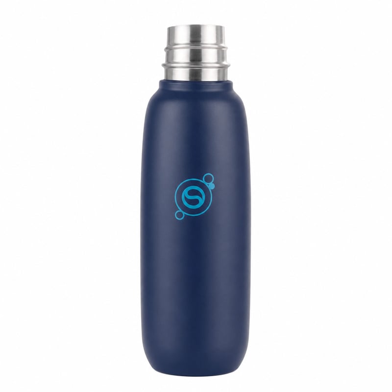 Sticlă pentru apă carbogazoasă SodaStream Fizz & Go Cool din oțel inoxidabil, 0,9 l, albastră, termos cu perete dublu — ca nouă (stare: vezi a 2-a fotografie)