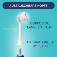 BALENE Duotech Kétoldalú Elektromos Fogkefe Szónikus Technológiával - Antibakteriális Sörtékkel, Kék, Közepes Keménységű Fejjel 5