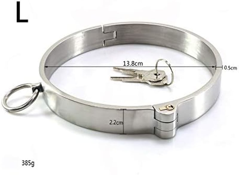 ZWFUN Choker Nyakörv Pároknak - Ezüst SM Bondage Nyaklánc Nőknek, Kényelmes Lekerekített Forma, Zárható Kivitel, L-es Méret (13,8 cm)