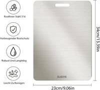 Freshmagis Titánium Vágódeszka 34x23 cm - Kétoldalas Rozsdamentes Acél Konyhai Lap Húshoz, Zöldséghez - Antibakteriális, Szagtalan 2