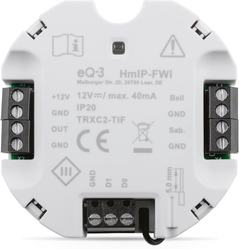 Homematic IP Wiegand Interfész - Smart Home Rendszerbe Integrálható Kódzár Csatlakozó, Szürke, 12V, eQ-3 AG HmIP-FWI
