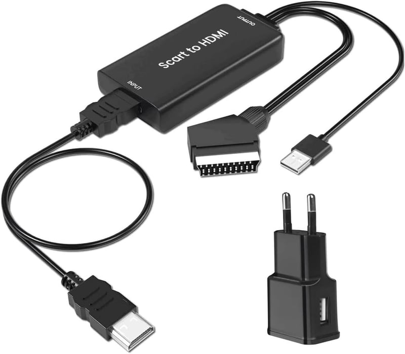 AMANKA SCART-HDMI Átalakító Kábel - Full HD 1080P Videó és Hang Konverter HDTV, VHS, Xbox, PS3, DVD és Blu-ray Eszközökhöz