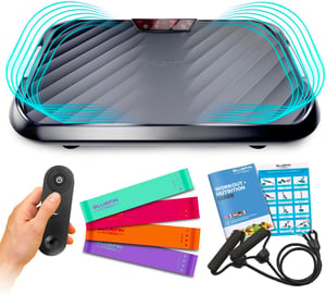Aparat de vibrații Bluefin Fitness UltraLite - Antrenor personal pentru acasă cu motor de 200W, 99 nivele de intensitate, ecran LCD, modelator corporal compact negru