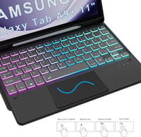 ROOFEI Samsung Galaxy Tab A9 Plus Tok QWERTZ Billentyűzettel - 7 Színű RGB Háttérvilágítás, Bluetooth, Levehető Billentyűzet Trackpaddal, 11 4