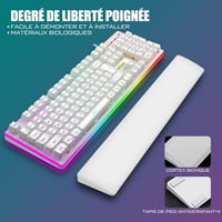 RedThunder K10 Gamer Billentyűzet és Egér Szett, Francia AZERTY + Csuklótámasz, RGB Háttérvilágítás, 7200 DPI Ergonomikus Egér, Fehér 4