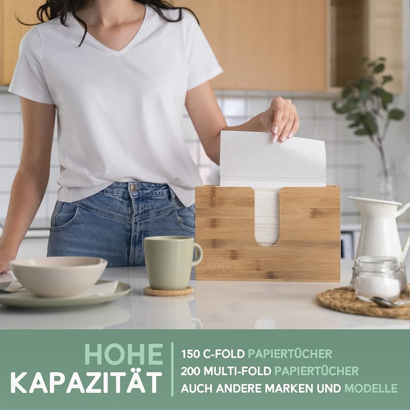 Nature Supplies Fa Kéztörlő Adagoló - Falra Szerelhető vagy Asztali Kivitel, C, Z és Interfold Hajtogatású Papírtörlőkhöz
