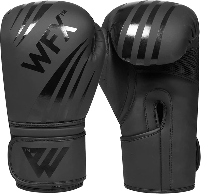 WFX Bokszkesztyű 8 oz Műbőr MMA Sparring Edzőkesztyű - Profi Kickbox Muay Thai Harcművészeti Kesztyű Vastag Hüvelykujjvédelemmel Fekete
