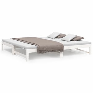 Rozkladacia pohovka vidaXL z masívneho borovicového dreva, biela, 2x80x200 cm, bez matraca – chýbajúci rošt, poškodená lamela (stav: pozri 2. obrázok)