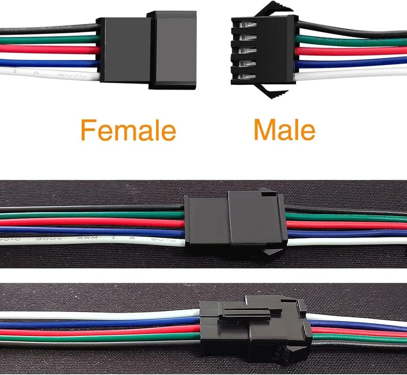 YIXISI 20 Páros JST SM 5PIN Csatlakozó Adapter Szett - LED Világításhoz, EL Vezetékekhez, 15cm Réz Kábellel, 2,54mm Osztással