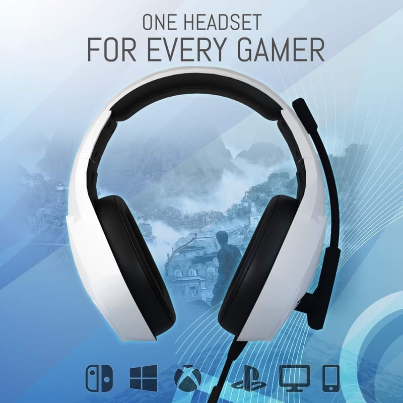 Orzly RX-H20 Gamer Fejhallgató PC, PS5, Xbox, Nintendo Switch Kompatibilitással - Vezetékes Gaming Headset Zajszűrő Mikrofonnal, Siberia Feh