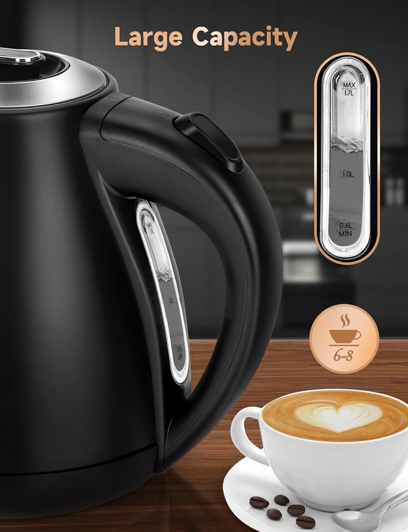 Aigostar Adrian retro vízforraló analóg hőmérővel, 2200W, 1,7L, fekete