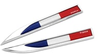 PTDecals Francia Zászló Fém Embléma Matrica 14,7x2 cm - Autó Dekoráció Karosszériára, Motorháztetőre, Csomagtartóra, Ajtóra 1