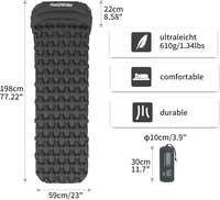 Naturehike Ultrakönnyű Felfújható Kempingmatrac 198*59*6.5cm - Kompakt Túramatrac Hátizsákos Kiránduláshoz, Nedvességálló 2