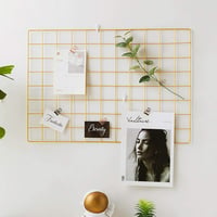 GBYAN Arany Fali Rácspanel Szett - 2db 65x45cm Fém Fotófal Dekoráció Világítással, Csipeszekkel és Akasztókkal - DIY Képtartó, Üzenőfal 6