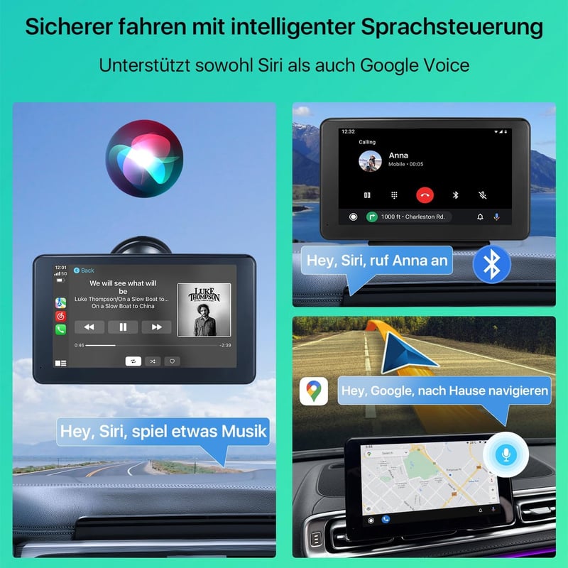 GreenAuto T86 7" érintőképernyős autórádió CarPlay-jel, Android Auto-val és tolatókamerával