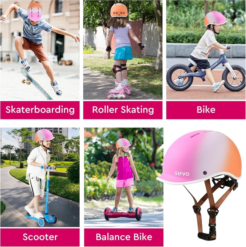 Gyermek Kerékpáros Sisak 51-55 cm - Multifunkciós Védőfelszerelés Fiúknak és Lányoknak, Biciklizéshez, Gördeszkázáshoz, Rollerezéshez