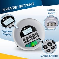 KLIM Nomad Hordozható CD Lejátszó Bluetooth - Hosszú Üzemidejű Discman Fülhallgatóval, CD-R/RW, MP3, TF Kártyaolvasó, FM Rádió - Autóba Ideá 4
