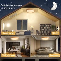 Baerolc Fa LED Mennyezeti Lámpa 40cm - 28W Meleg Fehér Kerek Világítás Nappaliba, Hálószobába, Konyhába, Gyerekszobába, Előszobába 8