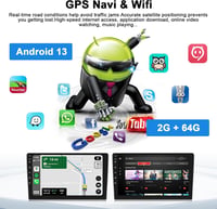 Univerzális 1 DIN Autórádió Android 15 - 10" Érintőképernyős Fejegység 2GB+64GB, Vezeték Nélküli CarPlay, Bluetooth 5.0, GPS Navigáció, WiFi, To 2