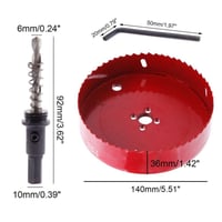 Anladia M42 HSS 140mm-es Piros Fém Lyukfűrész Hexa Tüskével 2