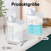 Mucek 2 db 1800 ml Légmentes Mosószer Adagoló Mérőpohárral - Mosópor Tároló Doboz, Kerek Kialakítás, Porálló Tárolóedény 2