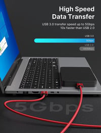 JSAUX USB 3.0 hosszabbító kábel szett, 1m és 2m, fonott nylon, 2db 2