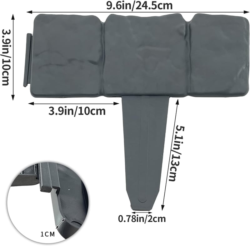 Szürke kőhatású műanyag ágyásszegély, 10 db, 2,5 m - Kerti szegélyezés